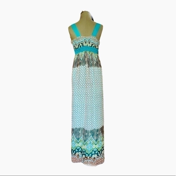 EVA ALEXANDER London V-Neck Multicolor Print Sleeveless Sheer Women’s Maxi Dress - Picture 6 of 11